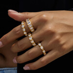 ELENYS Crystal Line – pozlacený prsten 18K žluté zlato Velikost: 6 (EU: 51-53)
