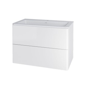 MEREO - Siena, koupelnová skříňka s umyvadlem z litého mramoru 81 cm, bílá lesk CN411M