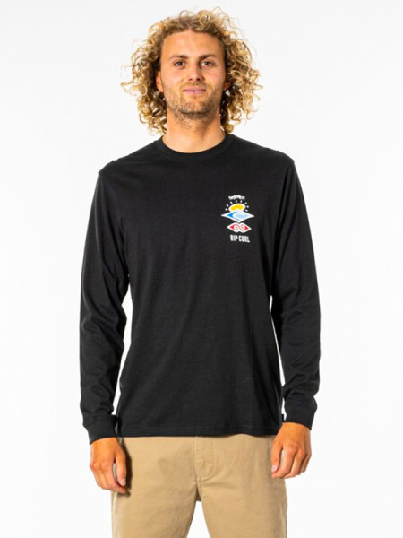 Rip Curl SEARCH ICON black pánské tričko s dlouhým rukávem - M