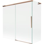 MEXEN/S - Rox L vanová zástěna 2-křídlová posuvná 160 + 70 x 150, transparent, růžové zlato 8C9L-160-070-60-00