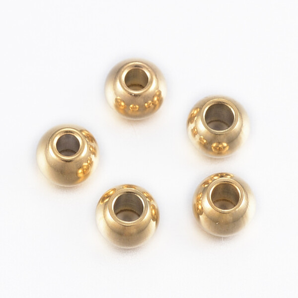 Korálek z nerezové oceli - zlatý - 4 x 3 mm - 1 ks