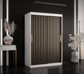 Šatní skříň Abi Riflo Wave 1 Barva korpusu: Bílá, Rozměry: 120 cm, Dveře: Černá bez zrcadla