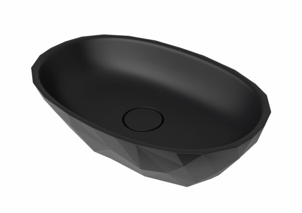 Umyvadlo na desku SAT Meda 56x37 cm černá mat bez otvoru pro baterii, bez přepadu SATME5637C SATME5637C