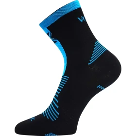 VOXX Ponožky slabé z merino WORALF s ionty stříbra ČERNÉ s neon tyrkysovou (3 páry) 35-38 124776