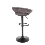 Židle barová, hnědá sametová látka, černá podnož