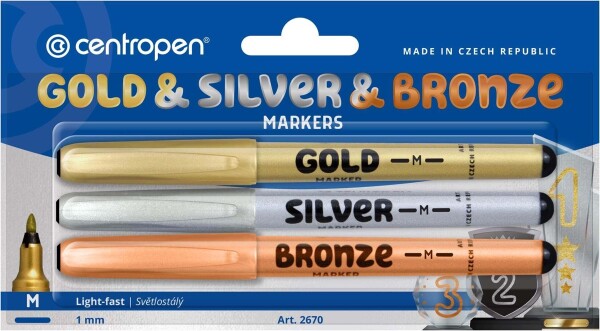 Centropen 2670 sada zlatý, stříbrný, bronzový 1 mm