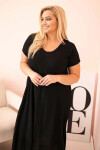 Dámské šaty plus size s krátkým rukávem a volánem z lehké viskózy černá UNI