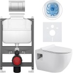 CERANO - Kompletní WC set Basic/Dure - bílá lesklá - WC tlačítko Maxio/Stříbrná - ovládání shora - předstěnová instalace - 51x35 CER-8050BD85887