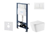 Kielle - Genesis New Set předstěnové instalace, klozetu Arkas I, Vortex Rimless+, sedátka softclose a tlačítka Gemini New III, lesklá bílá 30528SS79