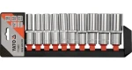 YATO Sada nástavců 1/2" šestihranné 10 ks 10-24 mm / Sada nástavců / AS-DRIVE / CrV ocel / L=76 mm (YT-38861)