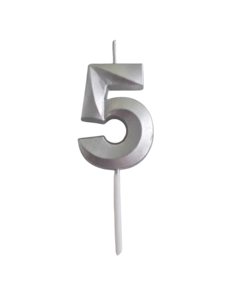 Dortisimo Svíčka s elegantním motivem číslo 5 stříbrná