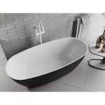 MEXEN/S - Luvo Slim volně stojící vana 170 x 75, bílá/černá, sifon a přepad bílá 52801707575-20
