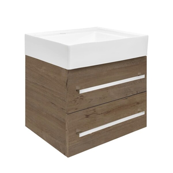 Koupelnová skříňka s umyvadlem SAT Cube Way 60x53x46 cm dub Wellington mat CUBE46602DWSATCW CUBE46602DWSATCW