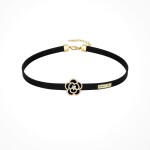 Choker náhrdelník s květem kamélie Noela, Černá 35 cm + 5 cm (prodloužení)