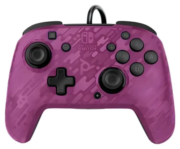 PDP Faceoff Deluxe+ Audio Camo Purple / Herní ovladač / drátový / USB / 3m / Nintendo Switch (500-134-EU-CM05)