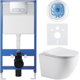 CERANO Kompletní WC set Profi/Cesso - bílá matná - WC tlačítko Slim/Chrom - předstěnová instalace - 49x36 cm - 8050BD29