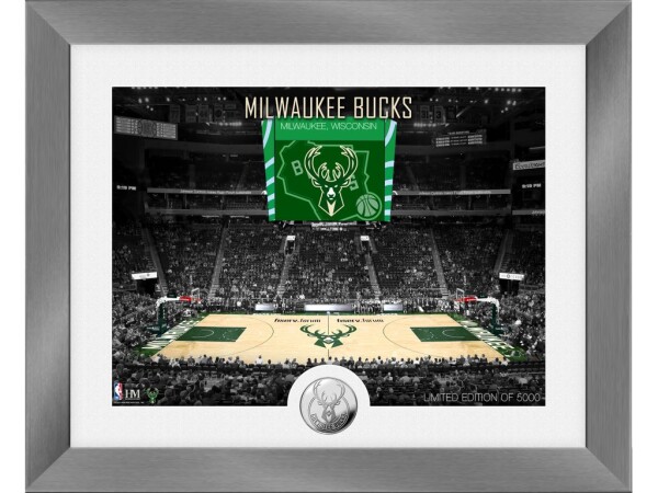 Highland Mint Obraz Milwaukee Bucks NBA Art Deco Stadium Silver Coin Photo Mint