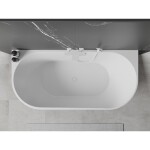 MEXEN/S - Oval vana volně stojící nástěnná 160 x 80, bílá, sifon a přepad bílá 52671608000-20