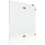 MEXEN/S - Lunar vanová zástěna 2-křídlová pravá 140 x 150, transparent, růžové zlato 897-140-100-60-00-P