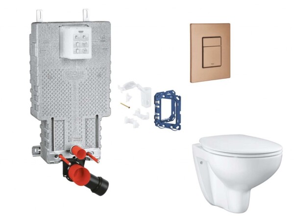 GROHE - Uniset Set předstěnové instalace, klozetu, sedátka SoftClose, tlačítka Skate Cosmopolitan a sady pro vhazování tablet, kartáčovaný Warm Sunset SANI15BB4123