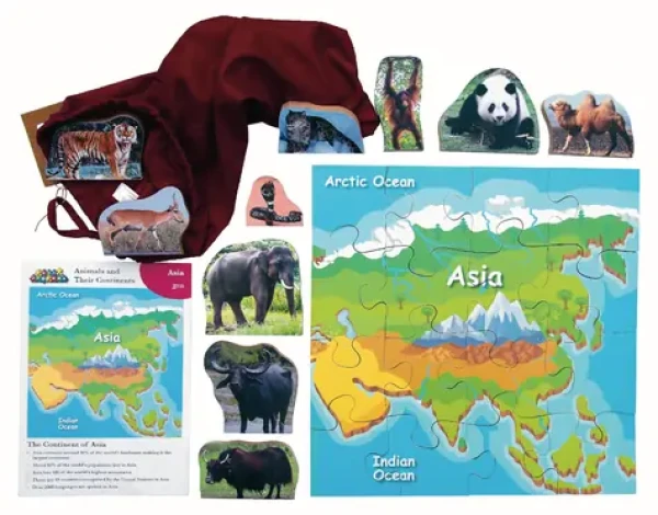 Just Jigsaws 773 Asie a její zvířata - dřevěné puzzle 16 dílů a 10 zvířat