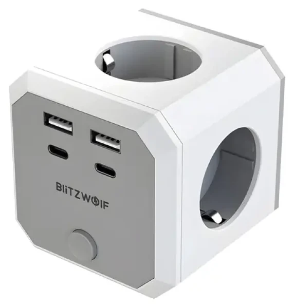 BlitzWolf BW-EC2 / Napájecí kostka / 4x AC / 2x USB-A / 2x USB-C / 4000W (BW-EC2)