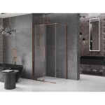 MEXEN/S - Velar sprchový kout 120 x 70, transparent, růžové zlato 871-120-070-01-60