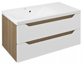 SAPHO - WAVE umyvadlová skříňka 89,7x45x47,8cm, levá, bílá/dub cuneo WA092-3025