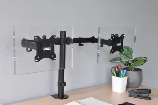AVELI DESQ / Držák pro dva monitory / kloubový / VESA 75x75, 100x100 / nosnost 9 kg/monitor (1714)
