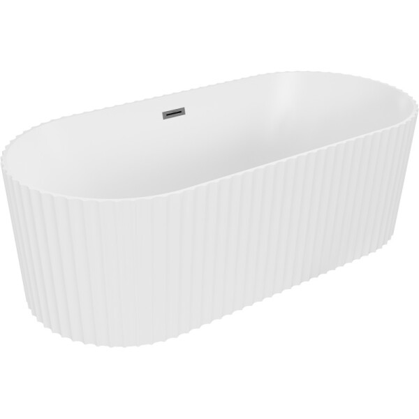 MEXEN/S - Paola volně stojící vana reliéf 170 x 80, bílá mat, sifon a přepad grafit kartáčovaná 52721708001-66