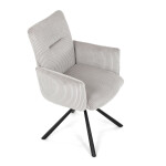 Židle jídelní, krémová manšestrová látka, 360° vratný mechanismus, černý kov