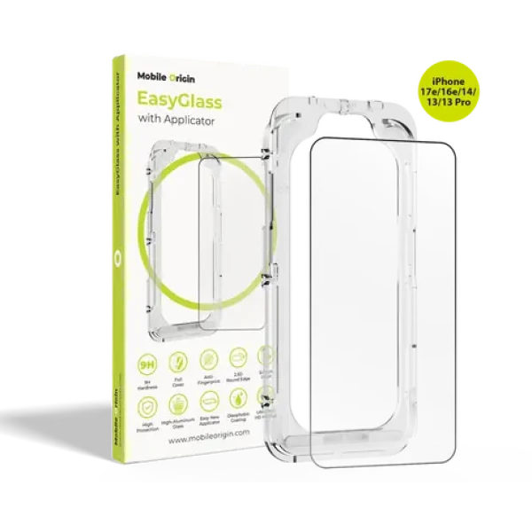 Mobile Origin EasyGlass Ochranné sklo EasyGlass s aplikátorem pro Apple iPhone 17e 16e 14 13 13 Pro (EGA-i14)