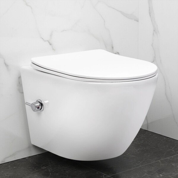 REA - Závěsná WC mísa Carlo Lux Rimless s funkcí bidetu REA-C9701