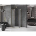 MEXEN/S - Velar L Duo sprchový kout, posuvné dveře 90 x 90, dekor, zlato 871-090-090-02-33-50