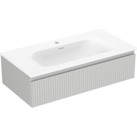MEXEN/S - Rivel koupelnová skříňka 90 cm s umyvadlem Vela, 1 šuplík, reliéf , šedá mat/bílá mat 91A20-09023-1-BF62-W23M01