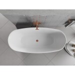 MEXEN/S - Luvo Slim volně stojící vana 170 x 75, bílá/černá, sifon a přepad růžové zlato 52801707575-60