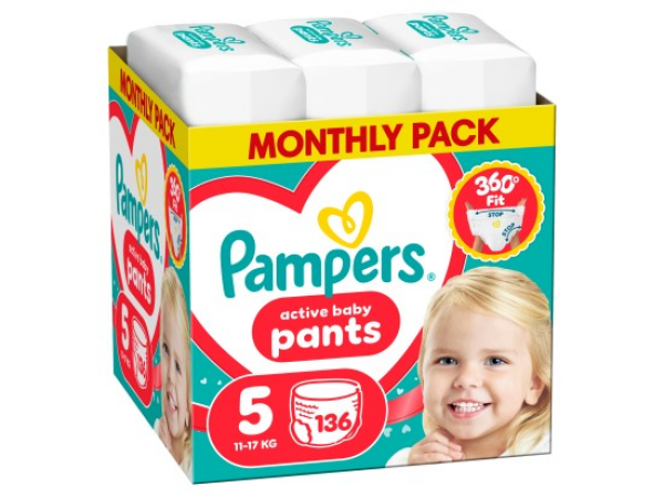 Pampers Active Baby Pants, vel. 5, 136 ks