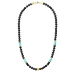Pánský korálkový náhrdelník Pietro - 6 mm přírodní onyx a tyrkys, Tyrkysová 45 cm