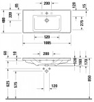 DURAVIT - D-Neo Umyvadlo 100x48 cm, 1 otvor pro baterii, bílá 2367100000