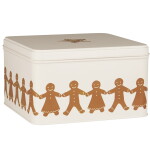 Ib Laursen Plechová dóza Gingerbread Couples Square, bílá barva, hnědá barva, kov