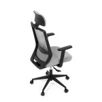 Židle kancelářská, šedá MESH síťovina, šedá látka, plastový kříž, synchronní mechanismus, kolečka pro tvrdé povrchy