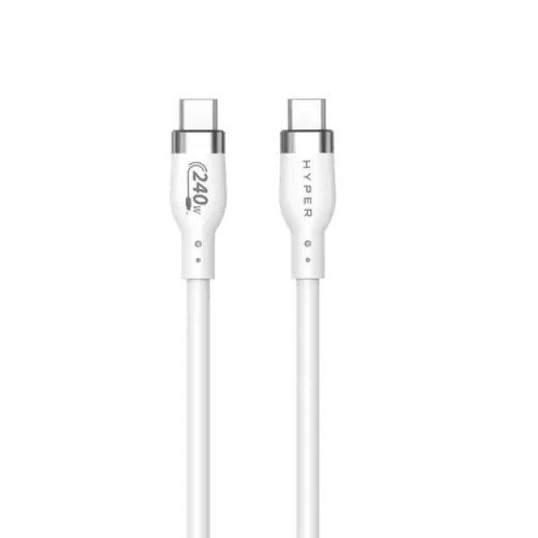 Hyper Nabíjecí kabel Silicone 240W USB-C (M) - USB-C (M) 2 m bílá (HY-HJ4002WHGL)