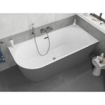 MEXEN/S - Silo volně stojící rohová vana pravá reliéf 150 x 75, bílá/šedá, sifon a přepad grafit kartáčovaná 52891507562P-66