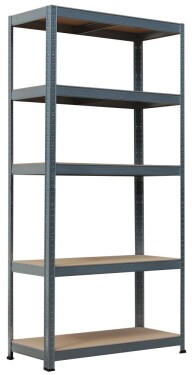 Regál kovový, MDF, 5 polic, 180x 90x45cm, max. 280kg/police