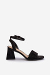 Dámské sandály na podpatku z eko semiše Černé Vinceza 17328 38