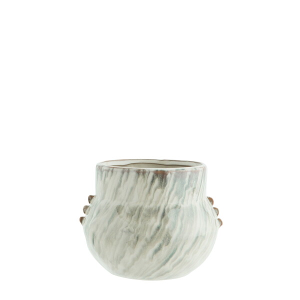 MADAM STOLTZ Keramický obal na květiny Off White 15 cm, krémová barva, keramika