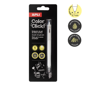 APLI akrylový gelový roller - Color Click, 1 ks, blistr, blistr, bílý