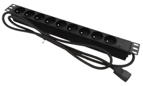 19" rozvodný panel 9x CEE 7/5 C20 / Rozvodný panel / 9x zásuvka CEE 7/5 / Konektor C20 (PZ09UC20)