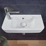 VILLEROY & BOCH - O.novo Umývátko Compact 500x250 mm, s přepadem, 1 otvor pro baterii vlevo, CeramicPlus, alpská bílá 4342L5R1