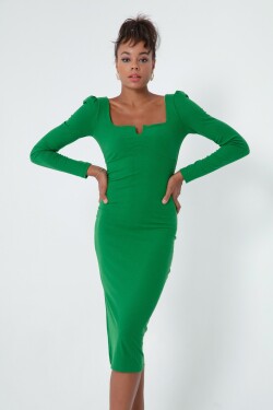 Lafaba Women's Green Slit Knitted Dress